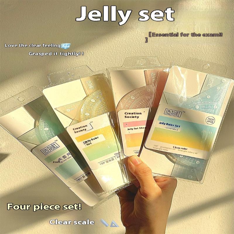 Ruler Set Transparent - 4 Teile/satz 15CM Gelee Lineal Set