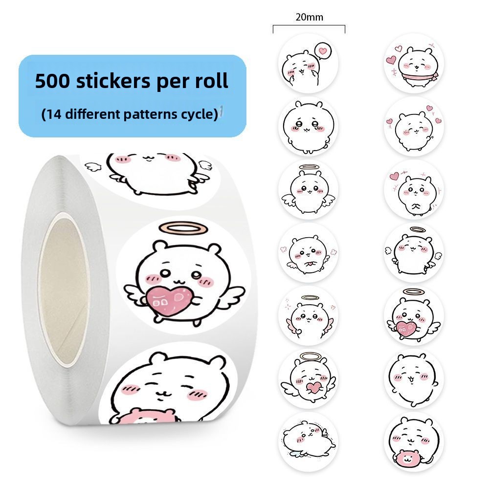 Sticker Label Roll - jiyi Aufkleber-Rolle, 500 Stück, Kawaii Emoji,