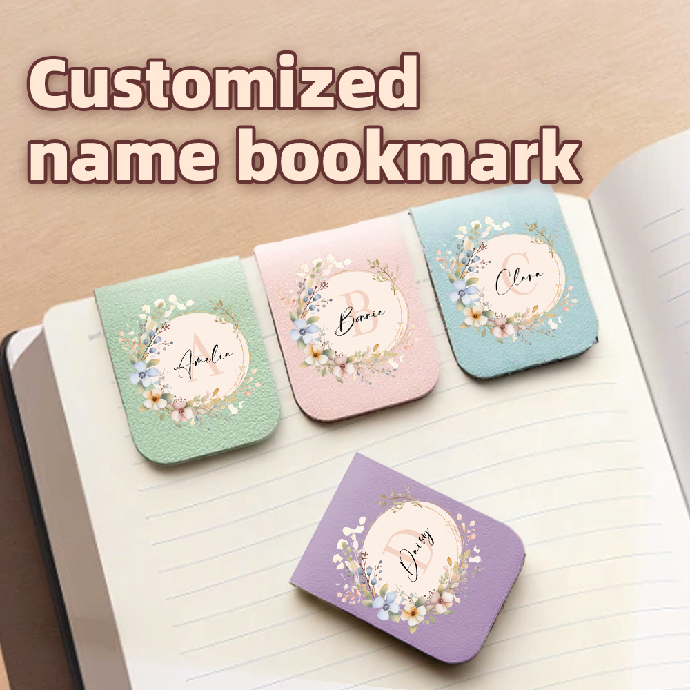 Bookmark Magnetic Clip - 1 Stück Namens-Lesezeichen mit Spiegelkranz, individuelles