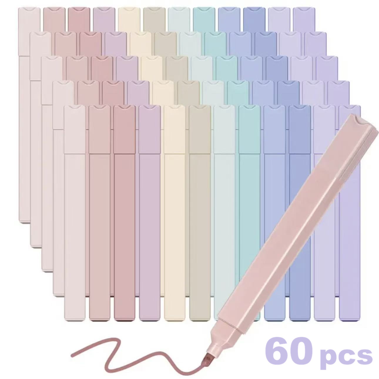 Highlighter Set Pastel - 12/60-teiliges Ästhetisches Textmarker-Set - Marker mit