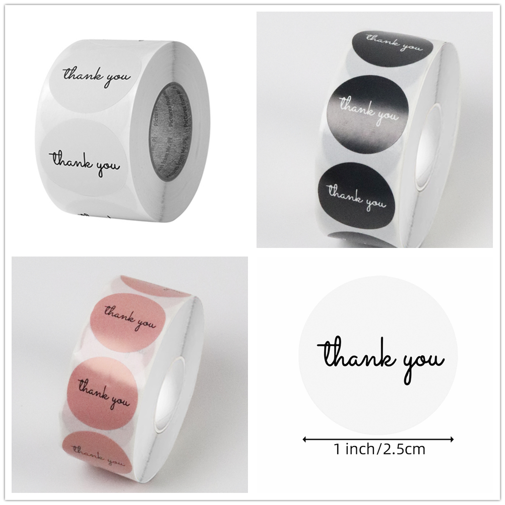 Sticker Label Roll - 500 Dankeschön-Aufkleber, Rolle 25 mm, rund,