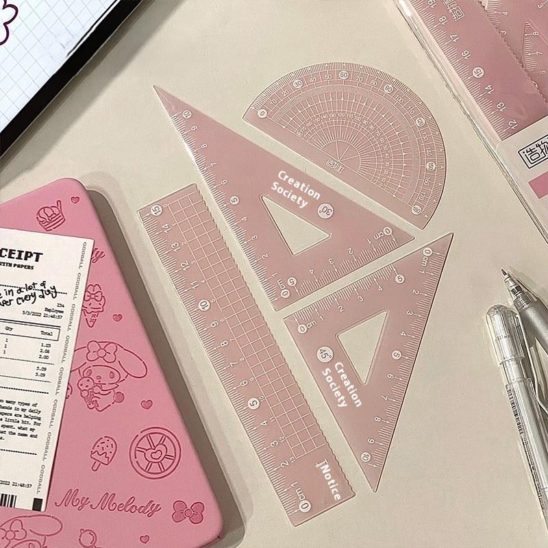Ruler Set Transparent - 4-teiliges Set Transparentes Messlineal Schülergeschenk 15CM