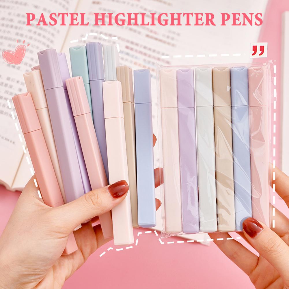 Highlighter Set Pastel - Bunte Textmarker, 6-teiliges Pastell-Textmarker-Set, Augenschonende Marker