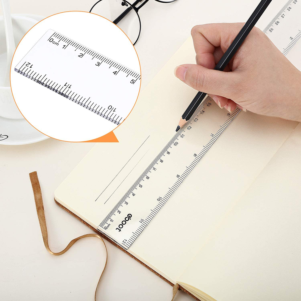 6/8/12 Zoll gerades Lineal, 1  – Ruler Set Transparent Bewertung und Preis