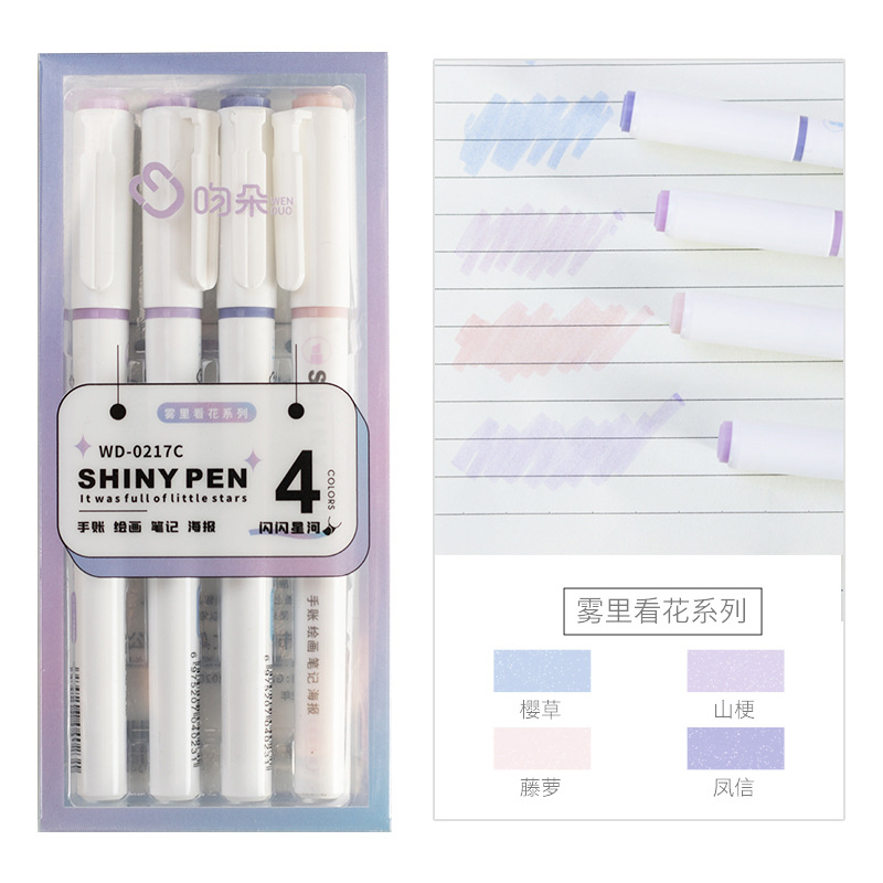 4 Farben/Set Glitzer-Textmarke – Highlighter Set Pastel Bewertung und Preis