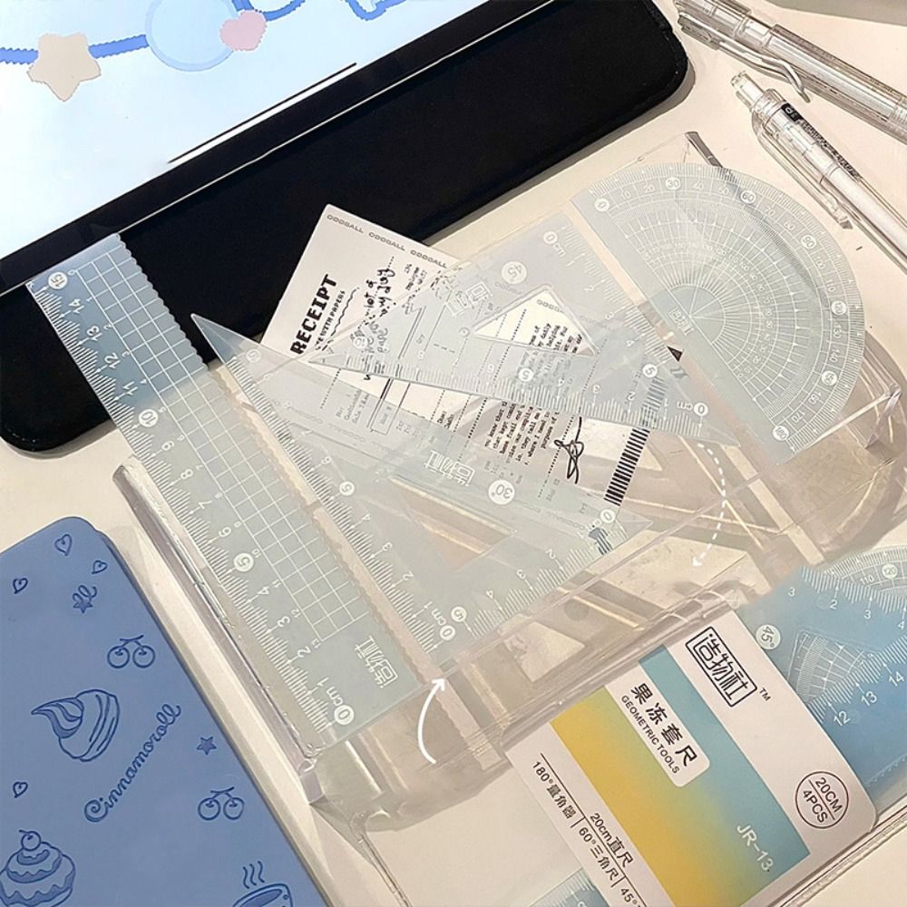 4 Teile/satz Multifunktionale  – Ruler Set Transparent Bewertung und Preis