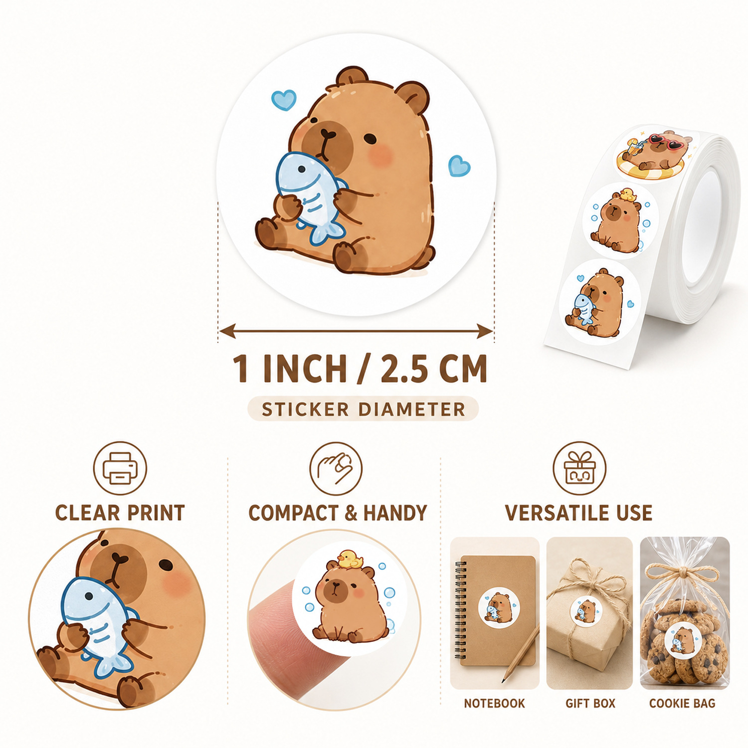 JCAC 500 Stück/Rolle Niedliche – Sticker Label Roll Bewertung und Preis